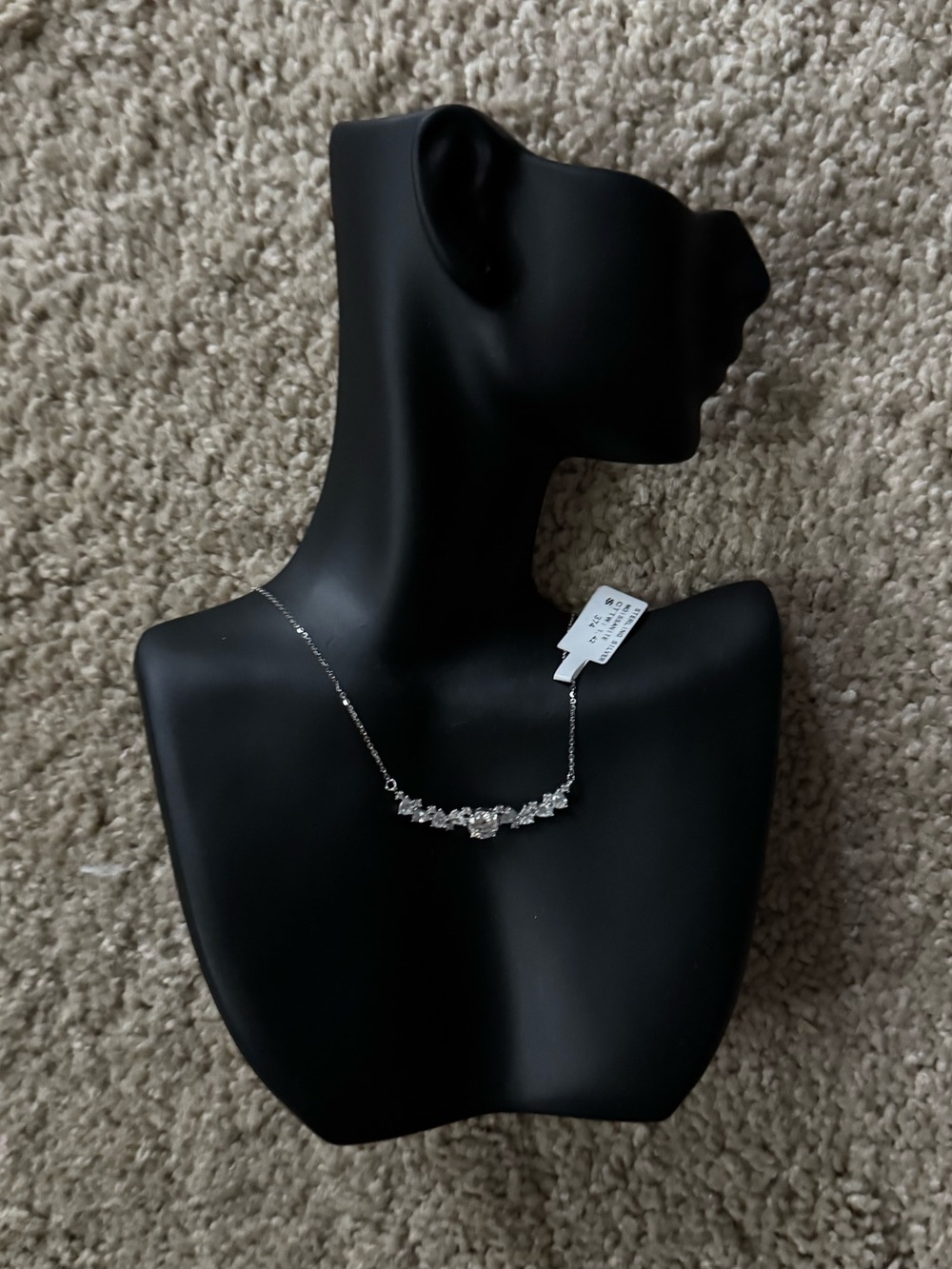 Necklace Cluster Moissanite 1.42 CTW 18 Inch SS Adjustable Chain NWT